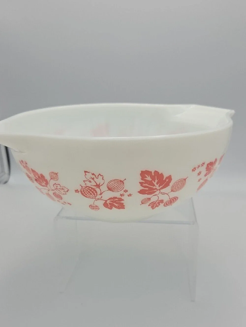 Pyrex White Mixing Bowl with Orange Floral Pattern